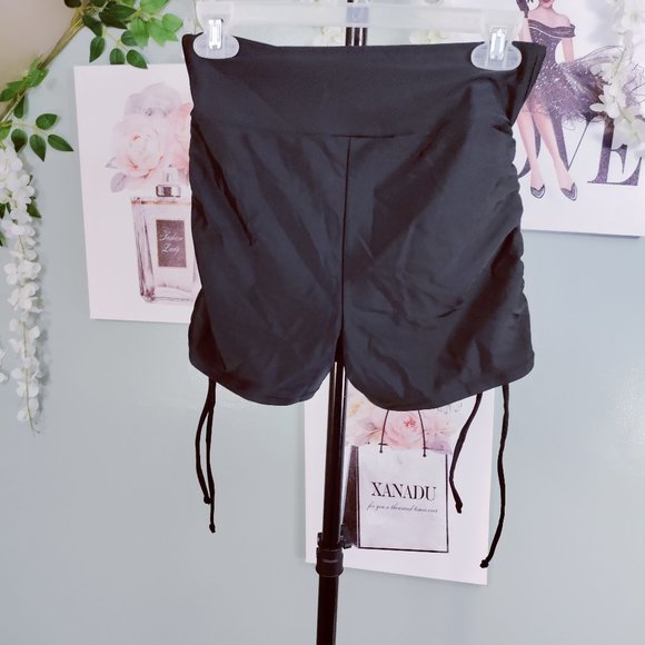 Workout Shorts Ruched Side Drawstrings, Elastic Waist - Picture 4 of 6